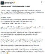 受美国冬天风暴影响，BTC算力一度降至2025年中水平